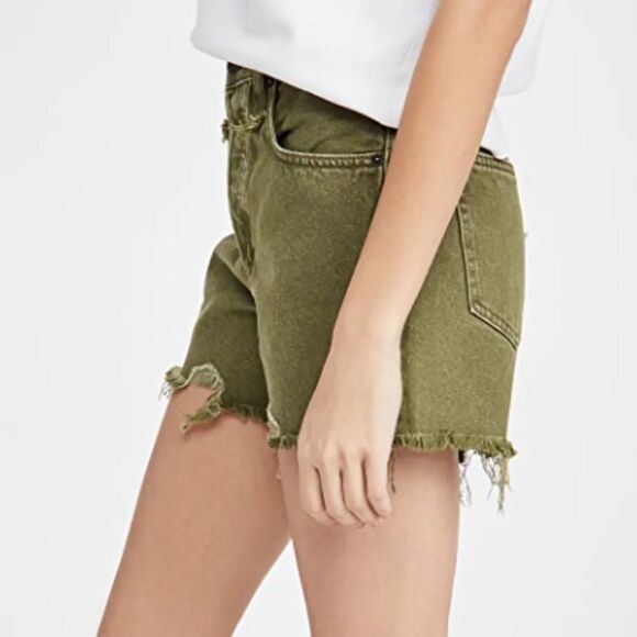 NWT Free People Makai Cut Off Shorts Size 26 Olive Green - Picture 5 of 11
